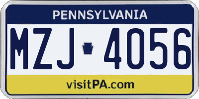 PA license plate MZJ4056