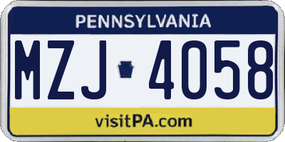 PA license plate MZJ4058