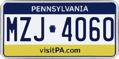 PA license plate MZJ4060