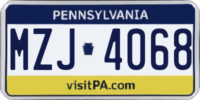 PA license plate MZJ4068
