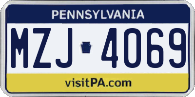PA license plate MZJ4069