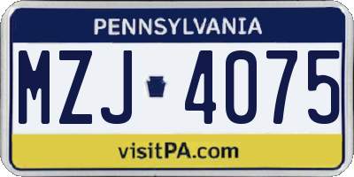 PA license plate MZJ4075