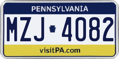 PA license plate MZJ4082
