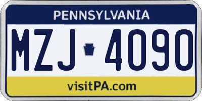 PA license plate MZJ4090