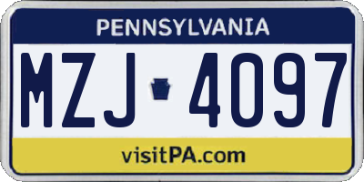 PA license plate MZJ4097