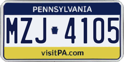 PA license plate MZJ4105