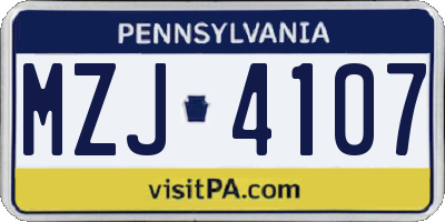 PA license plate MZJ4107