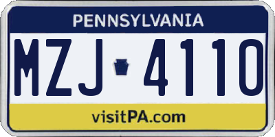 PA license plate MZJ4110