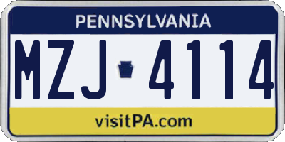 PA license plate MZJ4114