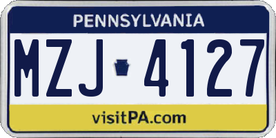 PA license plate MZJ4127