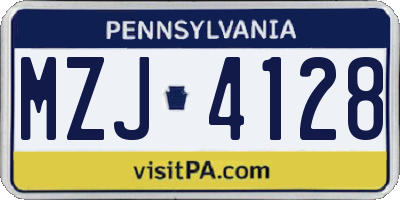 PA license plate MZJ4128