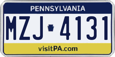 PA license plate MZJ4131