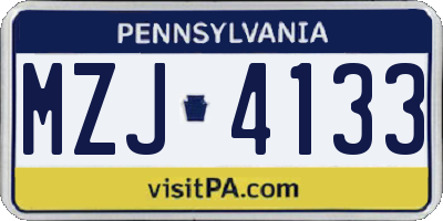 PA license plate MZJ4133