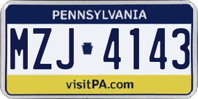 PA license plate MZJ4143