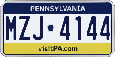 PA license plate MZJ4144