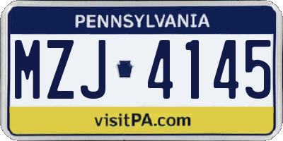 PA license plate MZJ4145