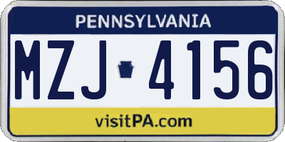 PA license plate MZJ4156