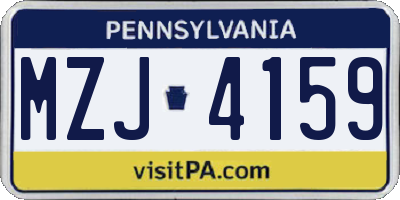 PA license plate MZJ4159