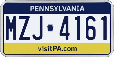 PA license plate MZJ4161