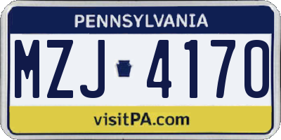 PA license plate MZJ4170
