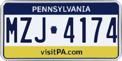PA license plate MZJ4174