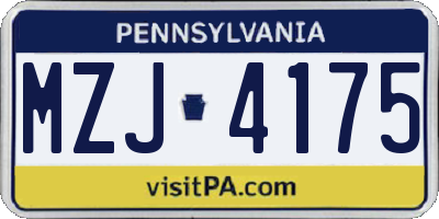 PA license plate MZJ4175