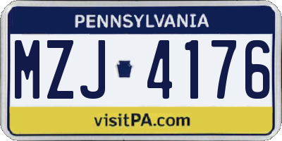 PA license plate MZJ4176