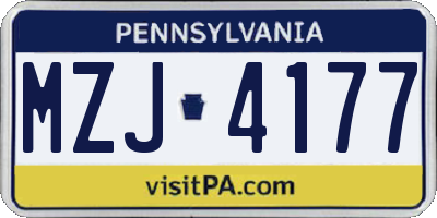 PA license plate MZJ4177