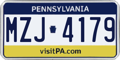 PA license plate MZJ4179