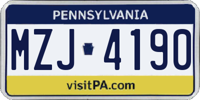 PA license plate MZJ4190