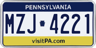 PA license plate MZJ4221