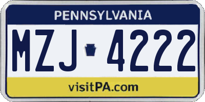 PA license plate MZJ4222