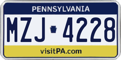 PA license plate MZJ4228
