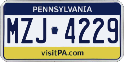 PA license plate MZJ4229