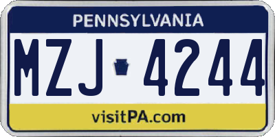 PA license plate MZJ4244