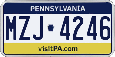PA license plate MZJ4246