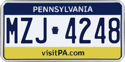 PA license plate MZJ4248