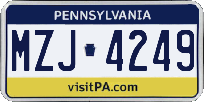 PA license plate MZJ4249