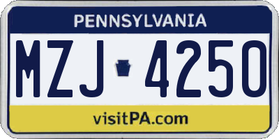 PA license plate MZJ4250