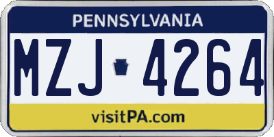 PA license plate MZJ4264