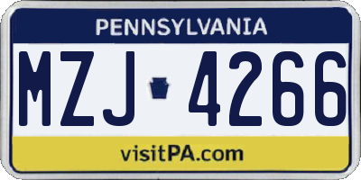 PA license plate MZJ4266