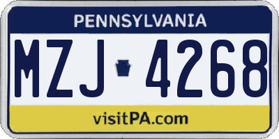PA license plate MZJ4268