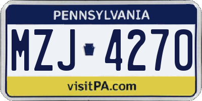 PA license plate MZJ4270