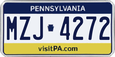 PA license plate MZJ4272