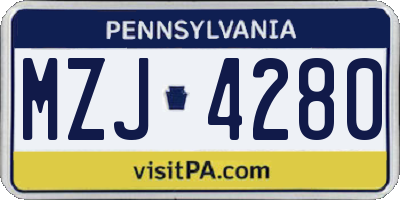 PA license plate MZJ4280