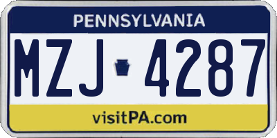 PA license plate MZJ4287