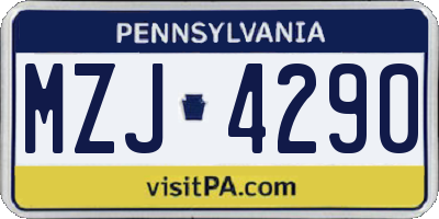 PA license plate MZJ4290
