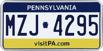 PA license plate MZJ4295