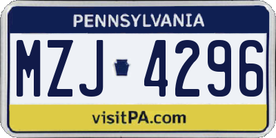 PA license plate MZJ4296