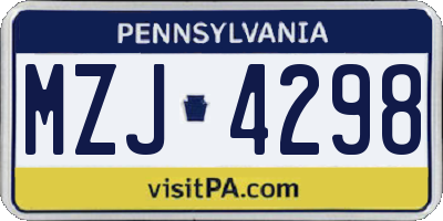 PA license plate MZJ4298